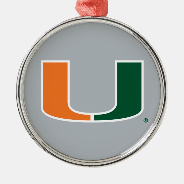 University of Miami U Metal Ornament (Front)