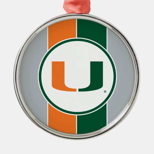 University of Miami U Metal Ornament