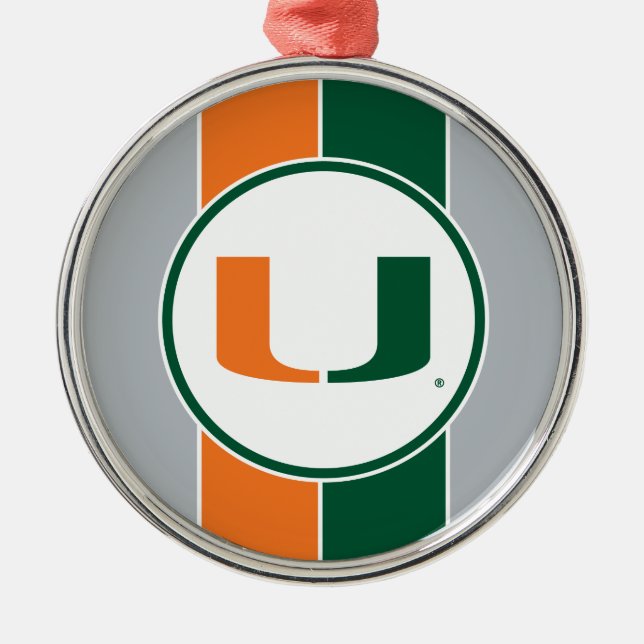 University of Miami U Metal Ornament (Front)