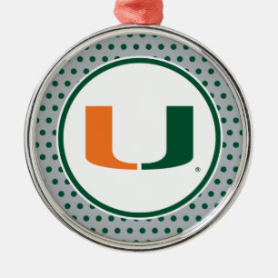University of Miami U Metal Ornament