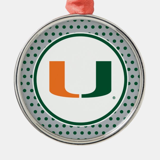 University of Miami U Metal Ornament (Front)