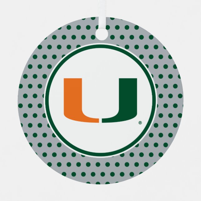 University of Miami U Metal Ornament (Front)