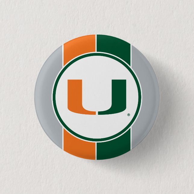 University of Miami U Pinback Button (Front)