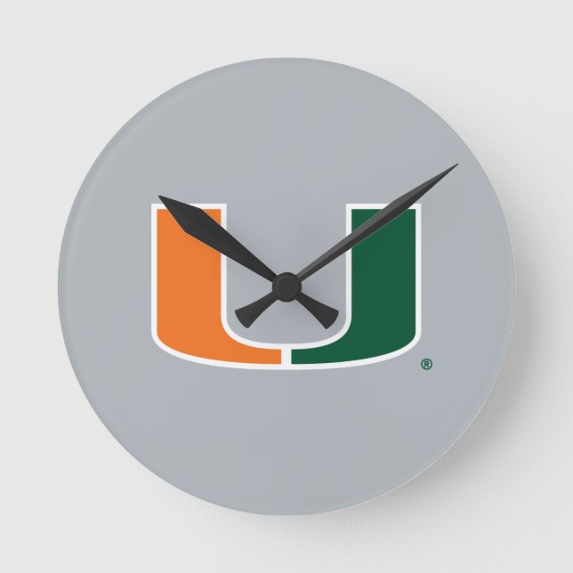 University of Miami U Round Clock (Front)