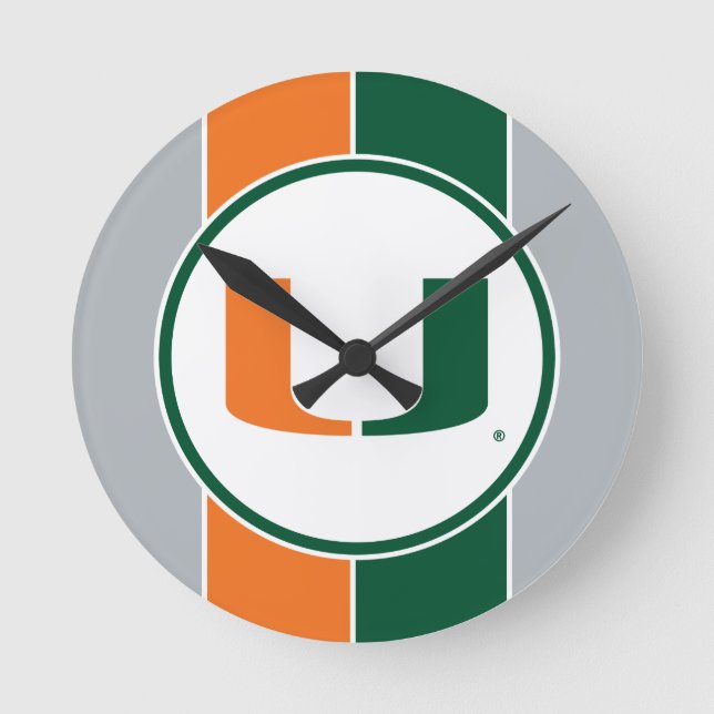 University of Miami U Round Clock (Front)