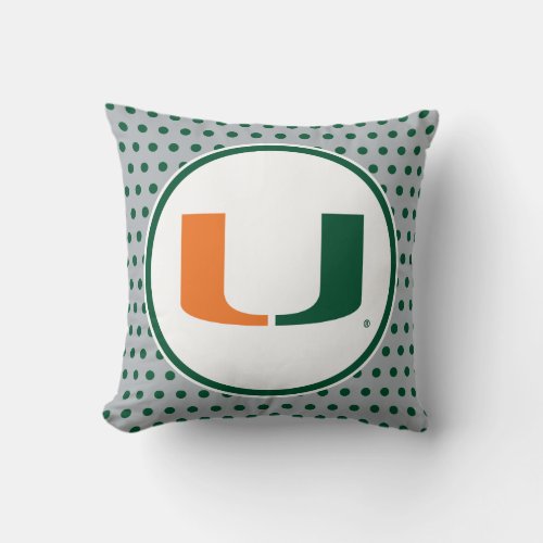 University of Miami U Throw Pillow