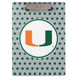 University of Miami U with Polka Dots Clipboard
