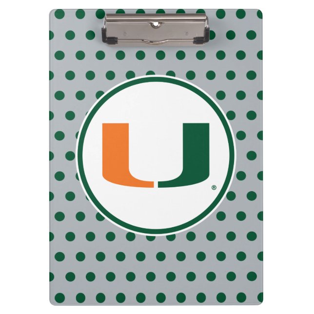 University of Miami U with Polka Dots Clipboard (Front)
