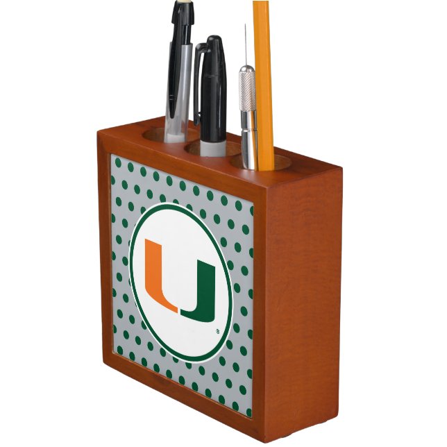 University of Miami U with Polka Dots Desk Organizer (In Situ)