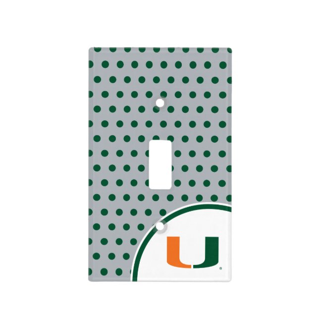 University of Miami U with Polka Dots Light Switch Cover (Front)