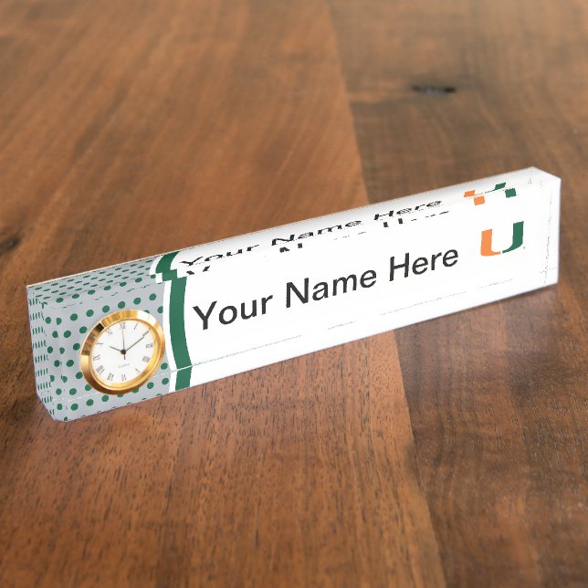 University of Miami U with Polka Dots Name Plate (Side)