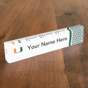 University of Miami U with Polka Dots Name Plate