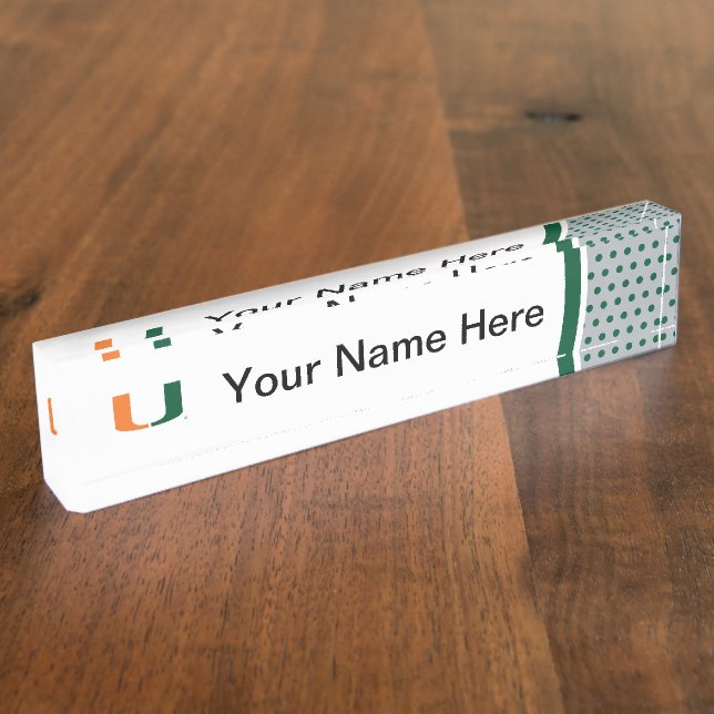 University of Miami U with Polka Dots Name Plate (Side)