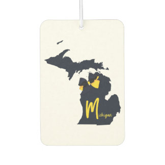 University of Michigan State Map Blue and Yellow Air Freshener