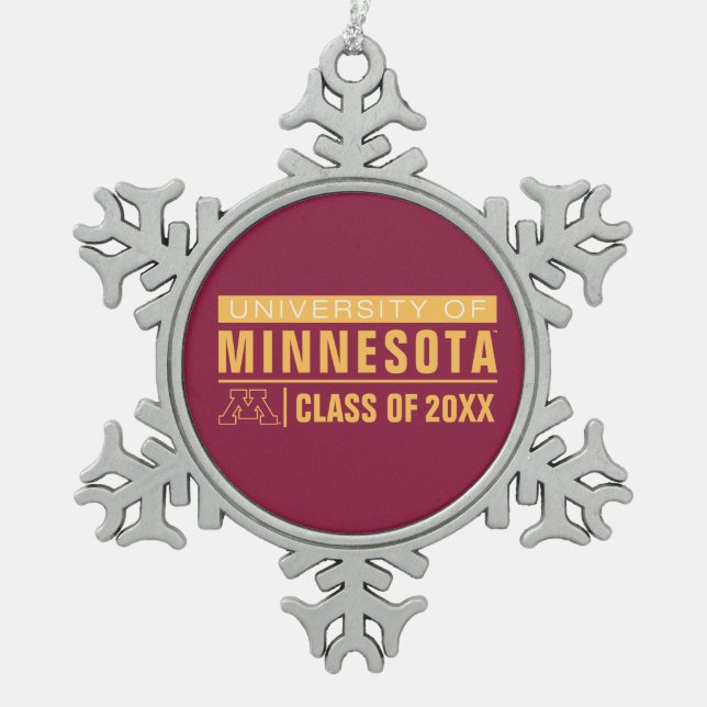 University of Minnesota Alumni Snowflake Pewter Christmas Ornament (Front)
