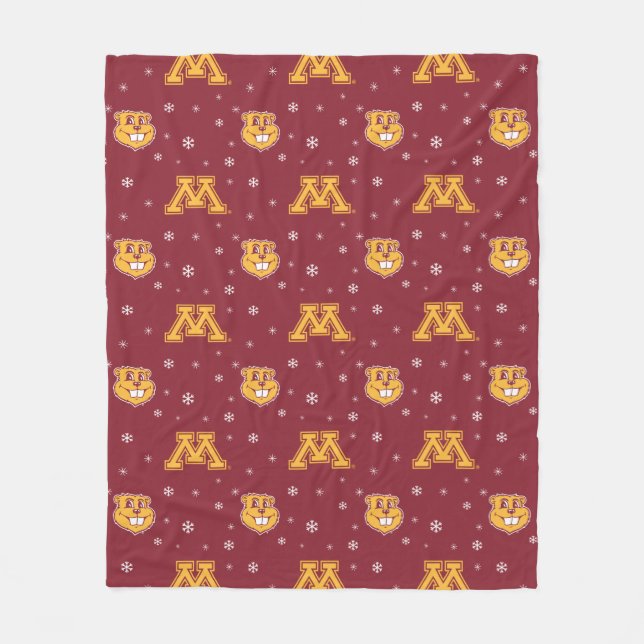 University of Minnesota Holiday Pattern Fleece Blanket (Front)