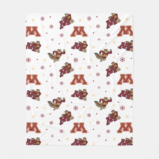 University of Minnesota Holiday Pattern Fleece Blanket (Front)