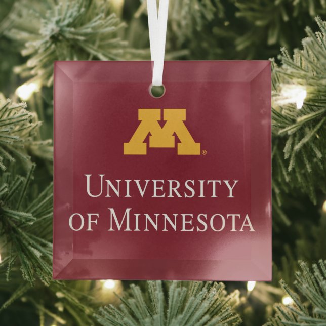 University of Minnesota Holiday Pattern Glass Ornament (Insitu)