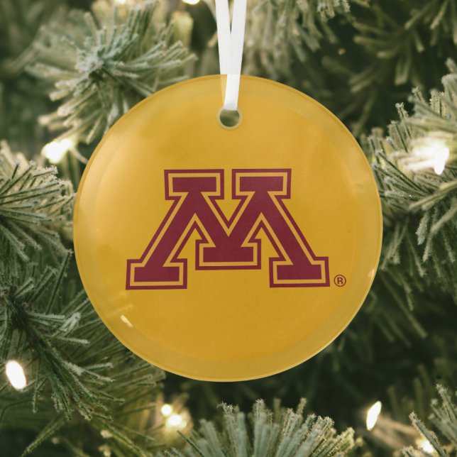 University of Minnesota Holiday Pattern Glass Ornament (Insitu)