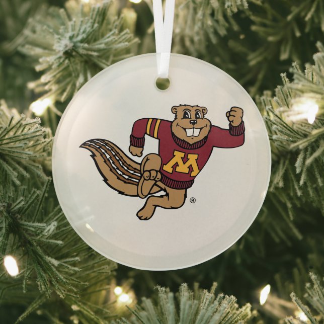 University of Minnesota Holiday Pattern Glass Ornament (Insitu)