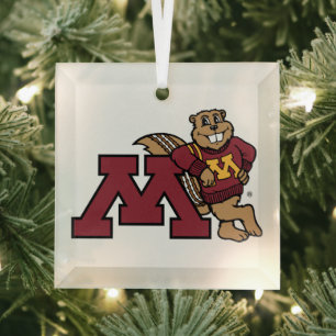 University of Minnesota Holiday Pattern Glass Ornament