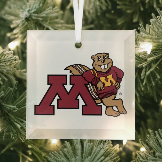 University of Minnesota Holiday Pattern Glass Ornament (Insitu)