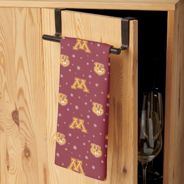 University of Minnesota Holiday Pattern Kitchen Towel (Thirds Fold)