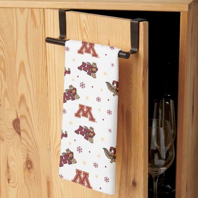 University of Minnesota Holiday Pattern Kitchen Towel (Thirds Fold)