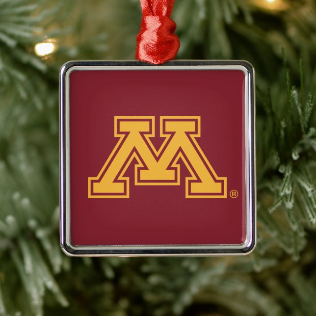 University of Minnesota Holiday Pattern Metal Ornament (Tree)