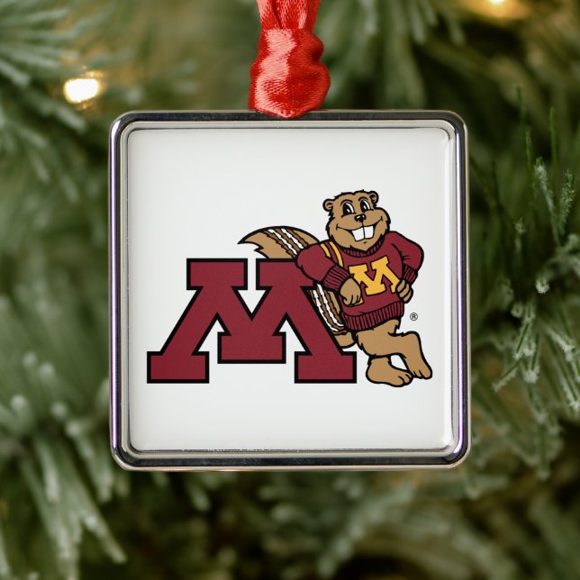 University of Minnesota Holiday Pattern Metal Ornament (Tree)