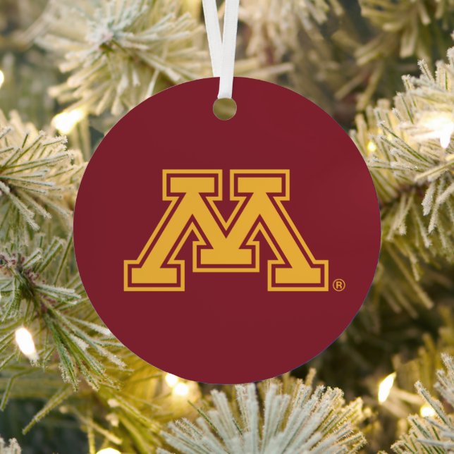 University of Minnesota Holiday Pattern Metal Ornament (Insitu)