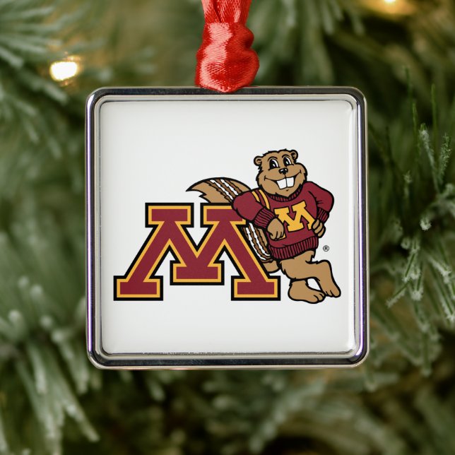 University of Minnesota Holiday Pattern Metal Ornament (Tree)