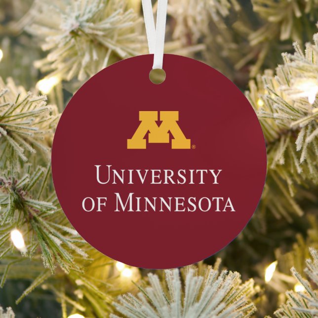 University of Minnesota Holiday Pattern Metal Ornament (Insitu)