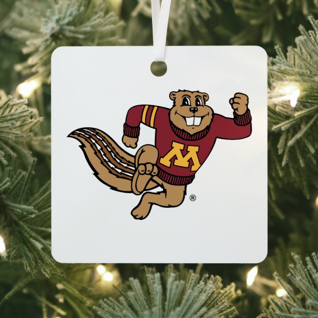 University of Minnesota Holiday Pattern Metal Ornament (Insitu)