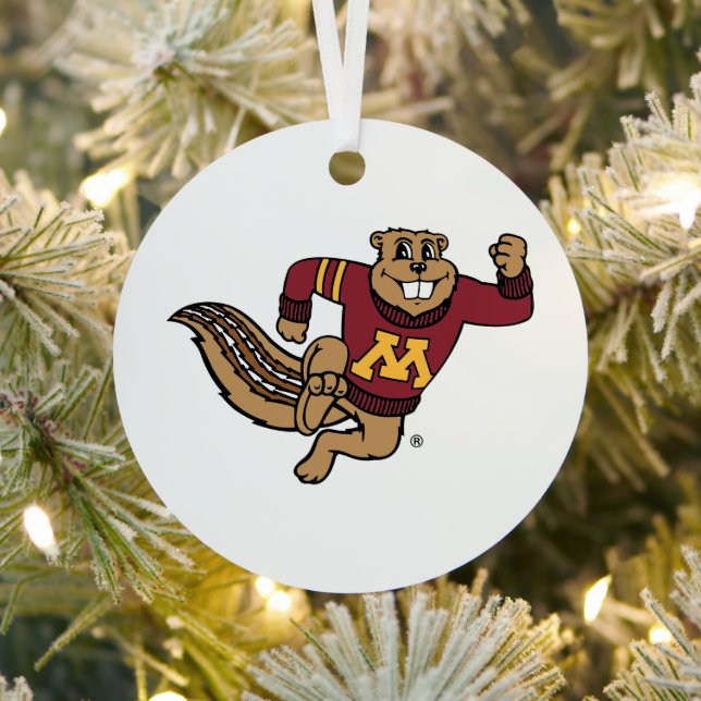University of Minnesota Holiday Pattern Metal Ornament (Insitu)