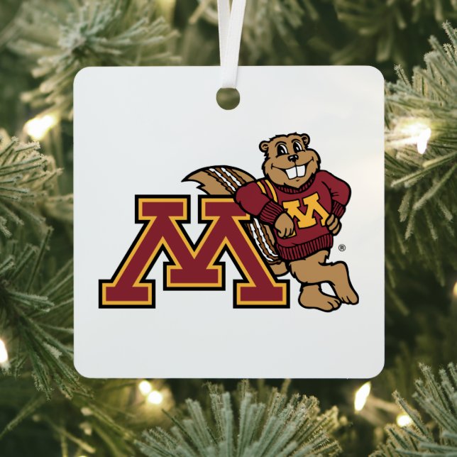 University of Minnesota Holiday Pattern Metal Ornament (Insitu)