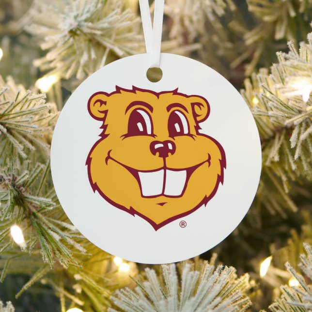 University of Minnesota Holiday Pattern Metal Ornament (Insitu)