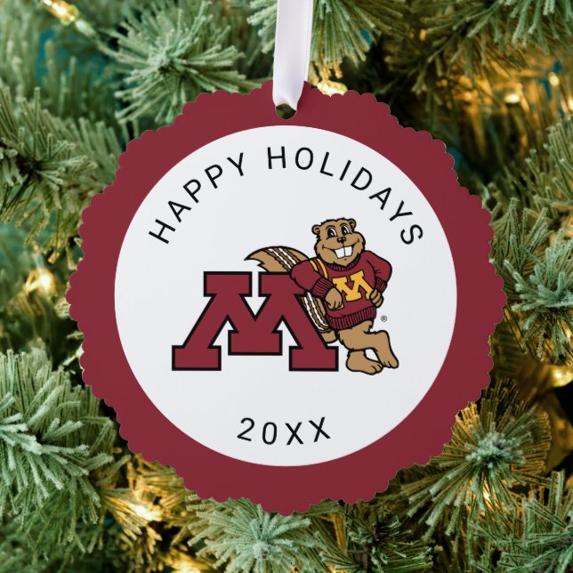 University of Minnesota Holiday Pattern Ornament Card (Insitu (Tree))