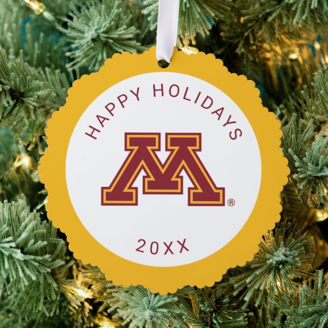 University of Minnesota Holiday Pattern Ornament Card (Insitu (Tree))