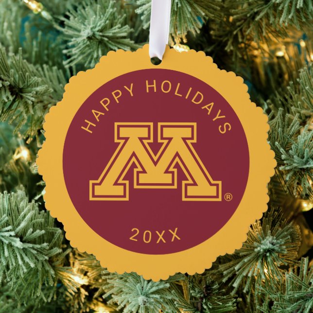 University of Minnesota Holiday Pattern Ornament Card (Insitu (Tree))