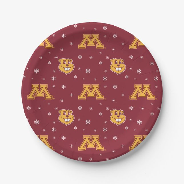 University of Minnesota Holiday Pattern Paper Plates (Front)