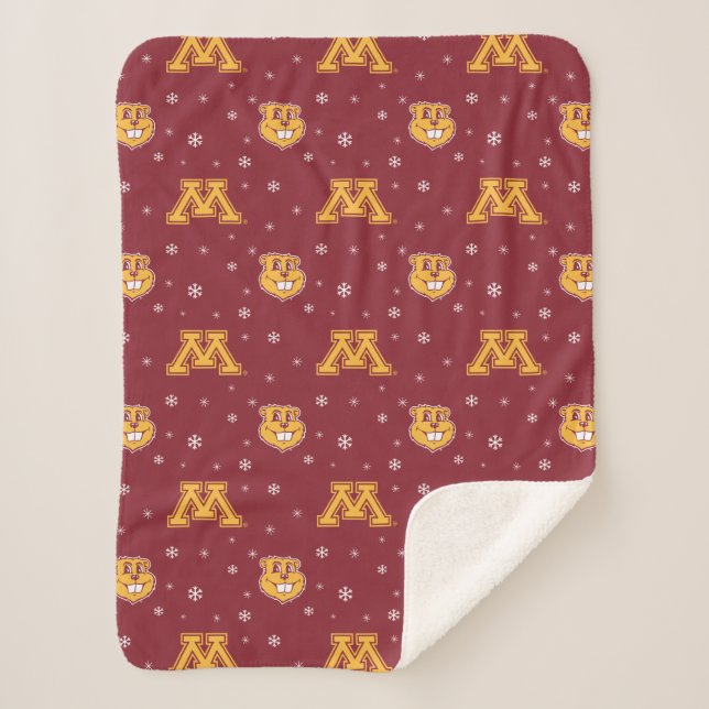 University of Minnesota Holiday Pattern Sherpa Blanket (Front)