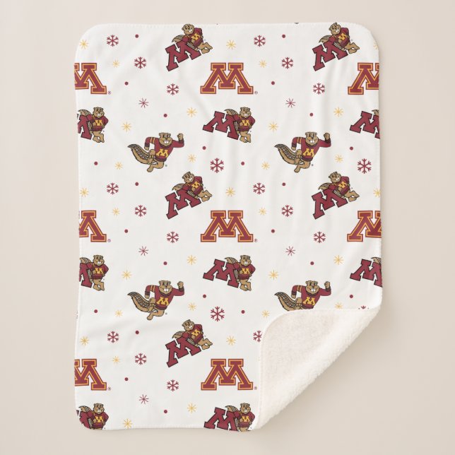 University of Minnesota Holiday Pattern Sherpa Blanket (Front)