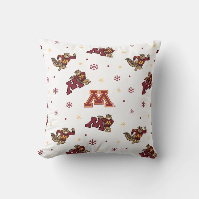 University of Minnesota Holiday Pattern Throw Pillow (Front)