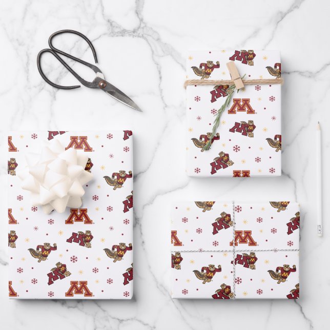 University of Minnesota Holiday Pattern Wrapping Paper Sheets (Front)