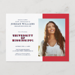 University of Mississippi Block Type Announcement Postcard