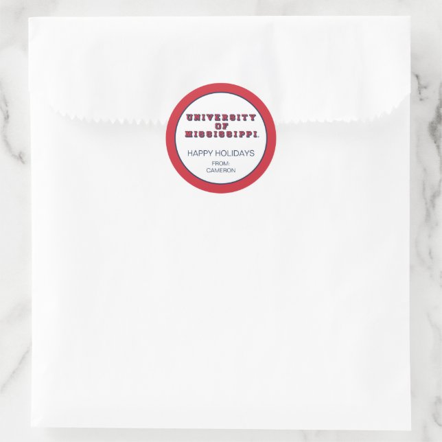 University of Mississippi | Block Type Classic Round Sticker (Bag)
