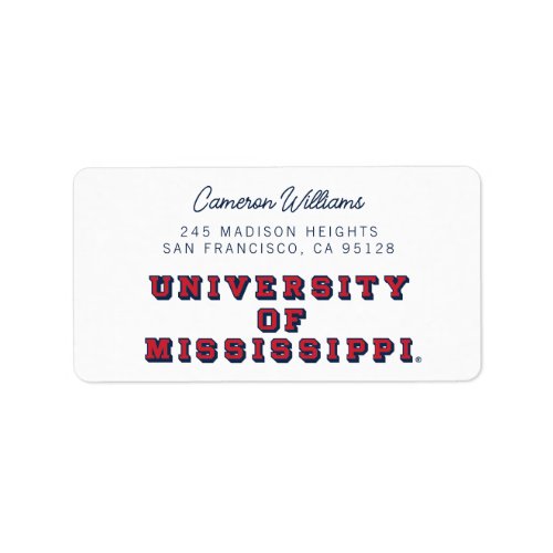 University of Mississippi  Block Type Label