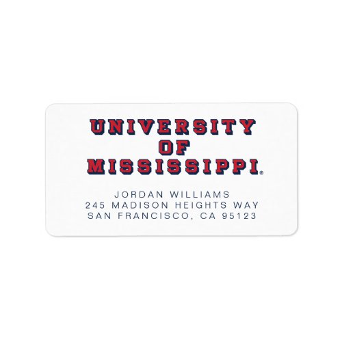University of Mississippi  Block Type Label