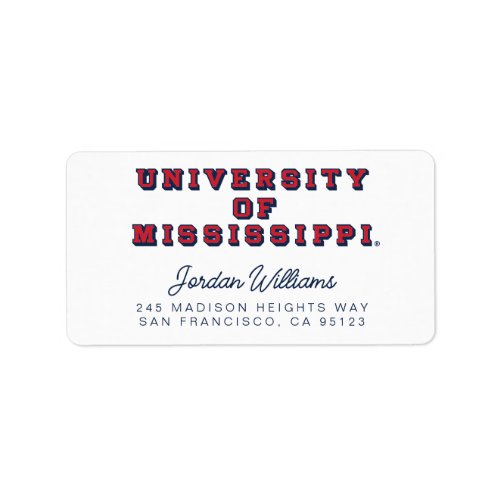 University of Mississippi  Block Type Label